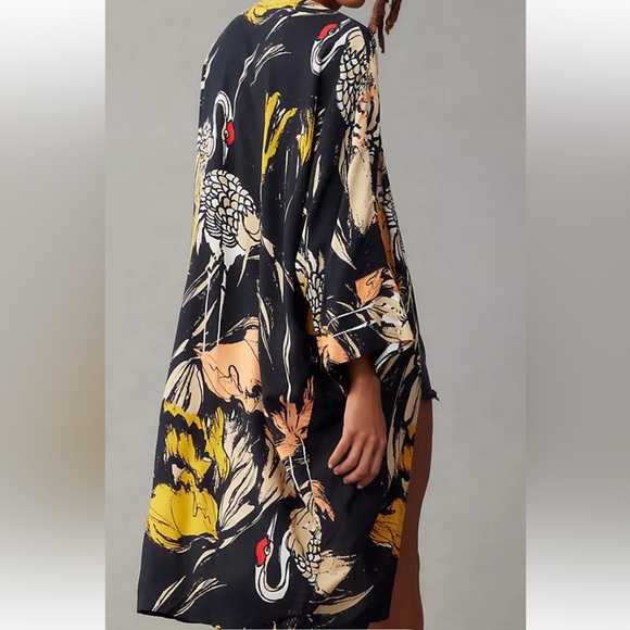 Anthropologie Bel Kazan Sadie Dandelion Floral Crane Duster Kimono Wrap OS - Picture 2 of 8